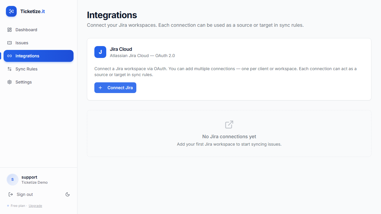 Connect Jira button hover state